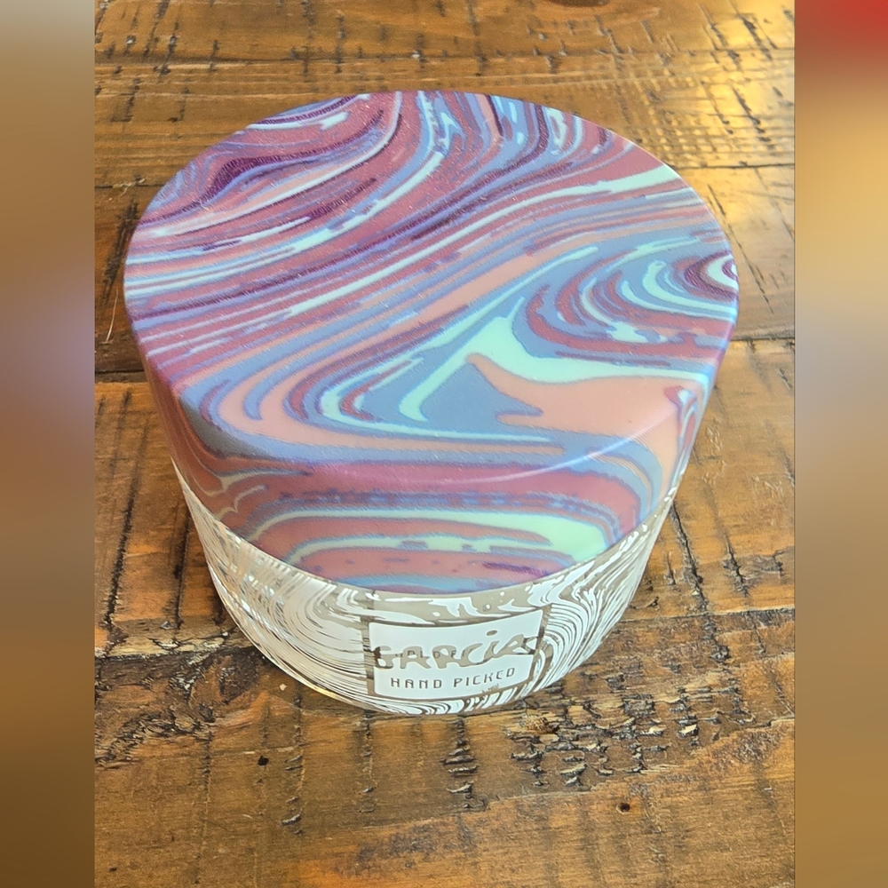 Jerry Garcia Hand Picked Stash Glass Jar Grateful Dead Purple Blue tie dye 3"